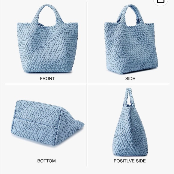 Queenoris Vegan Leather Weave Bag. Light blue. - Picture 3 of 7